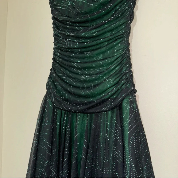 Women’s Jessica Y2K Green Black Sparkle Mesh Tube Top Party Formal Dress Size: 6 - Picture 12 of 15